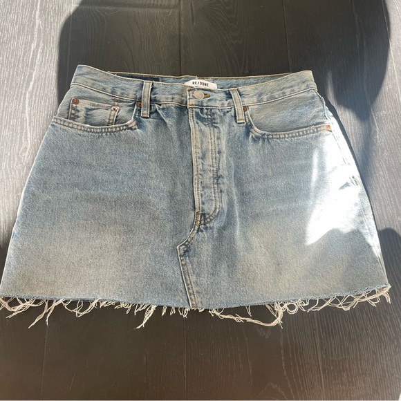 Re/Done Blue Denim Mini Skirt - Picture 1 of 7